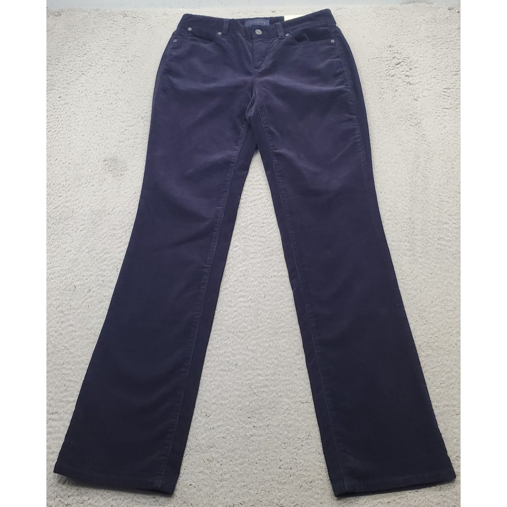 Talbots Corduroy Pants Womens 4 Blue Curvy Straight Leg 5-Pocket Stretch